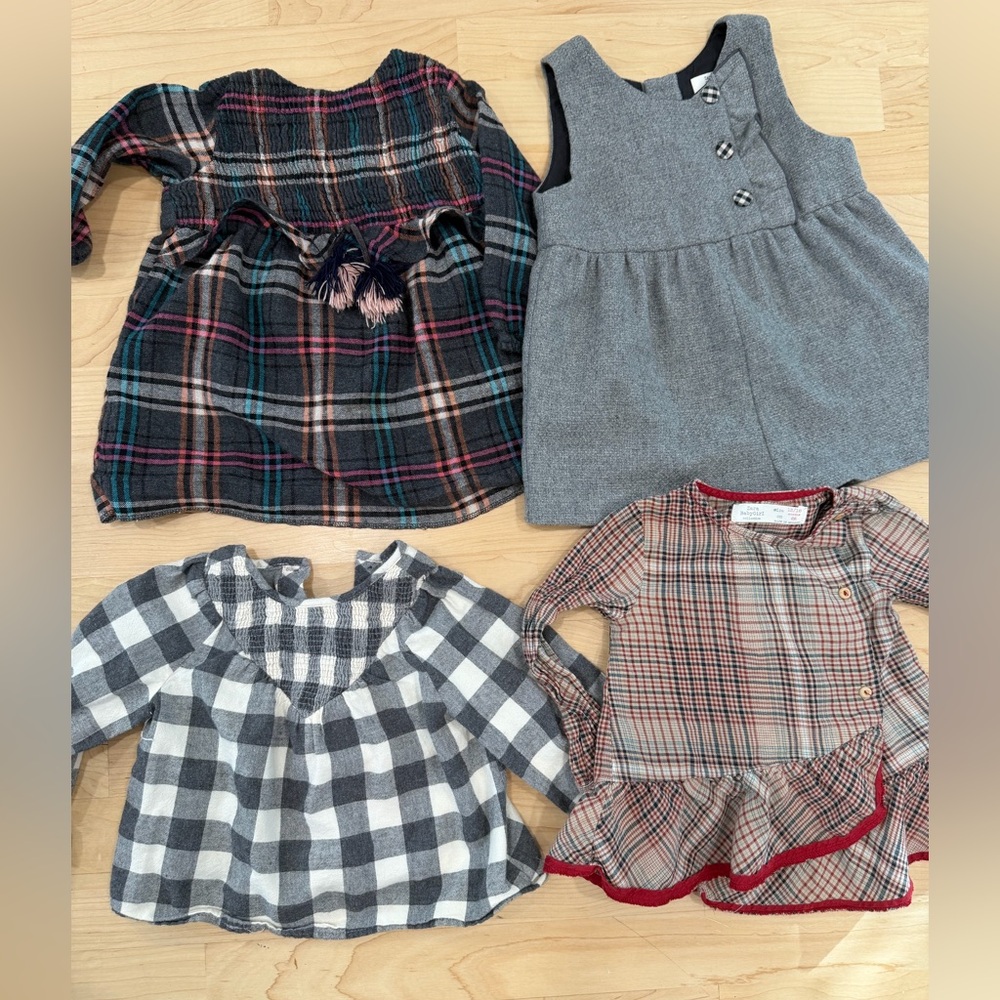 Zara Baby Girl Plaid Dress and tops